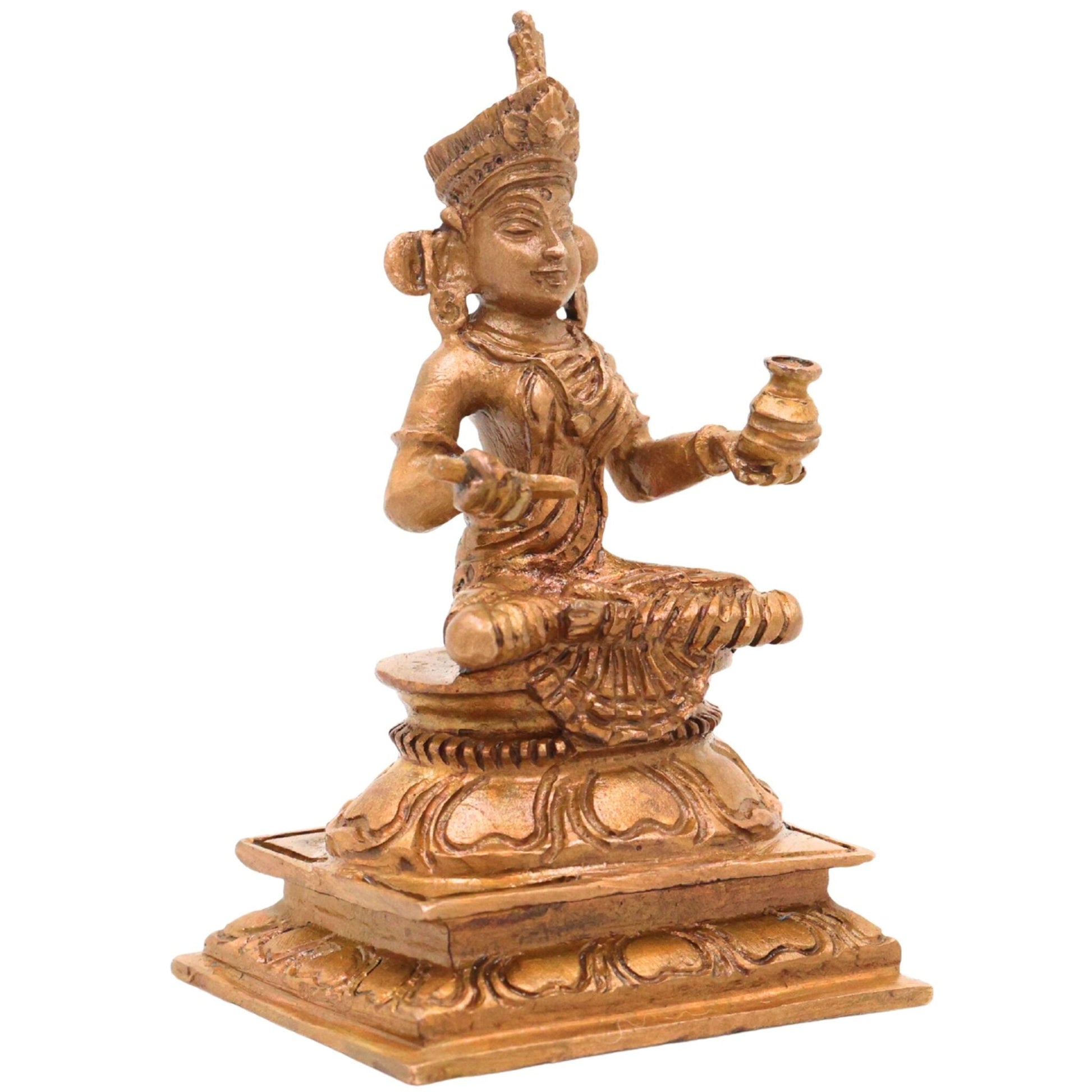 Bronze Annapurna Devi Idol | Handcrafted Goddess Annapurna Murti for Pooja, Home Decor & Spiritual Gifts, Brown, 3 Inch, 1 Piece