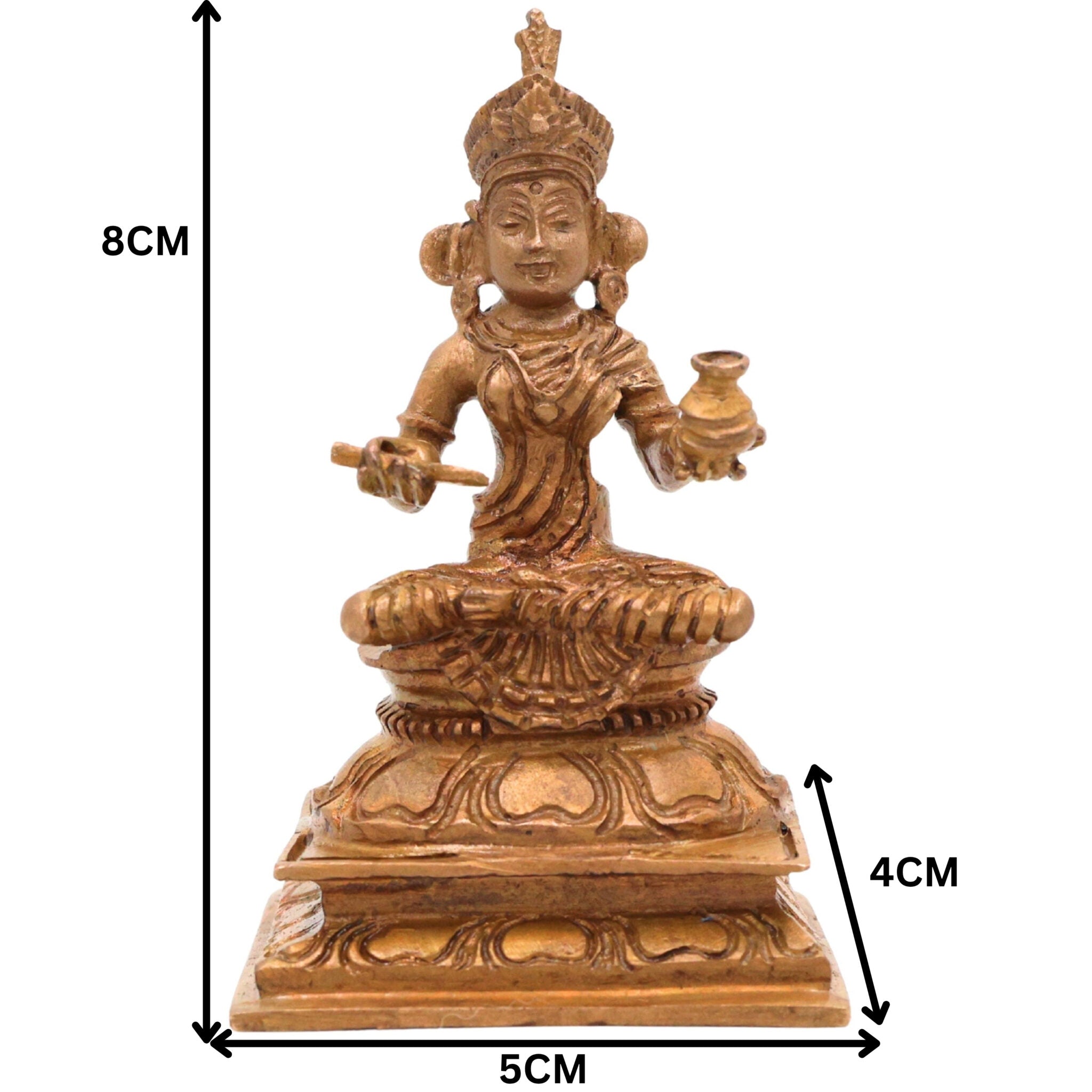 Bronze Annapurna Devi Idol | Handcrafted Goddess Annapurna Murti for Pooja, Home Decor & Spiritual Gifts, Brown, 3 Inch, 1 Piece