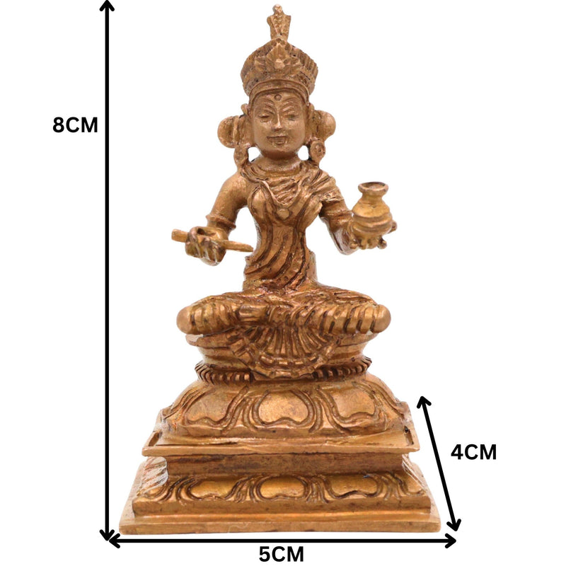 Bronze Annapurna Devi Idol | Handcrafted Goddess Annapurna Murti for Pooja, Home Decor & Spiritual Gifts, Brown, 3 Inch, 1 Piece