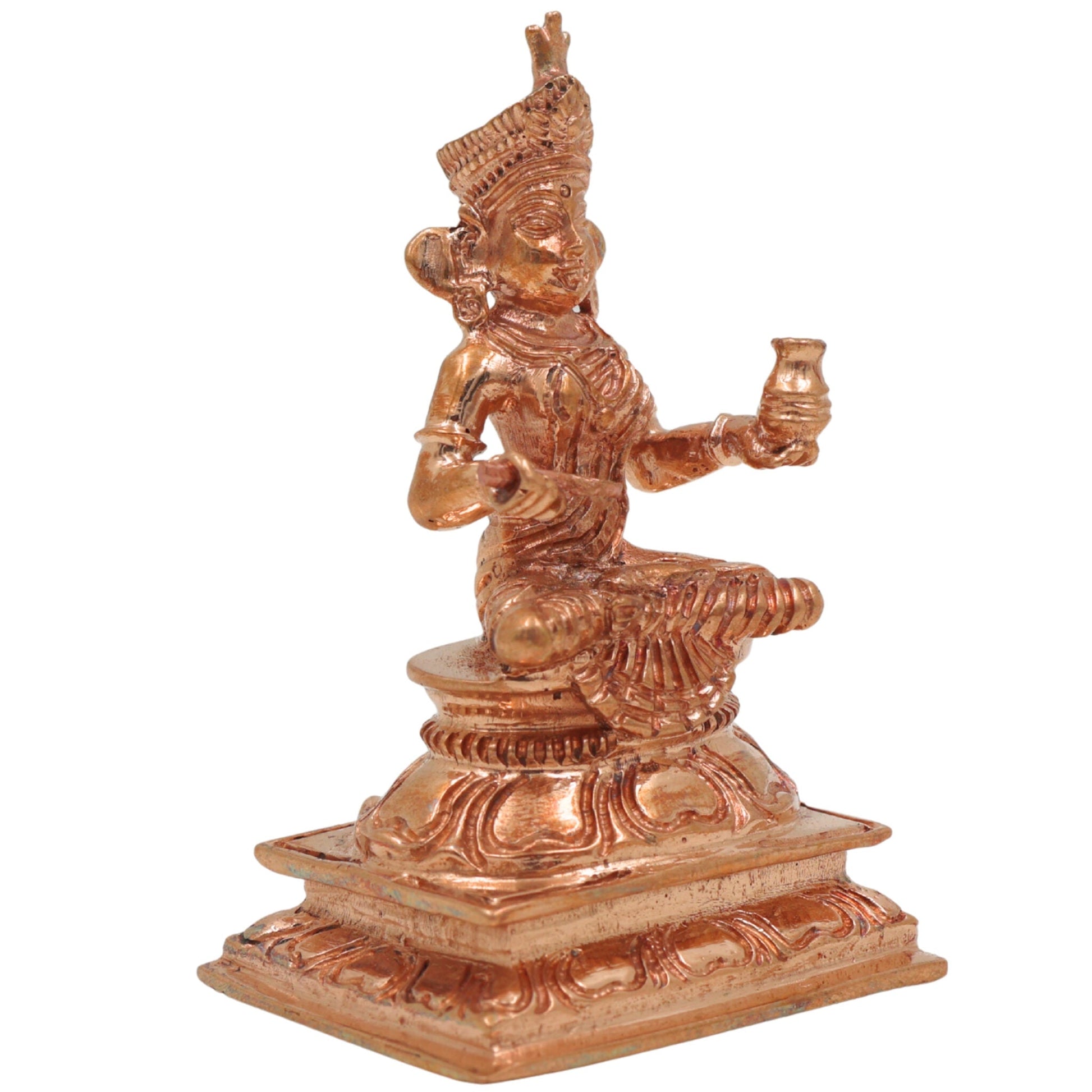 Handcrafted Bronze Annapurna Idol | Maa Annapurna Murti | Panchaloha & Ashtadhatu Temple Statue | Annapurneshwari Bhagwati Figurine for Pooja & Home Decor, Gold, 3 Inch, 1 Piece
