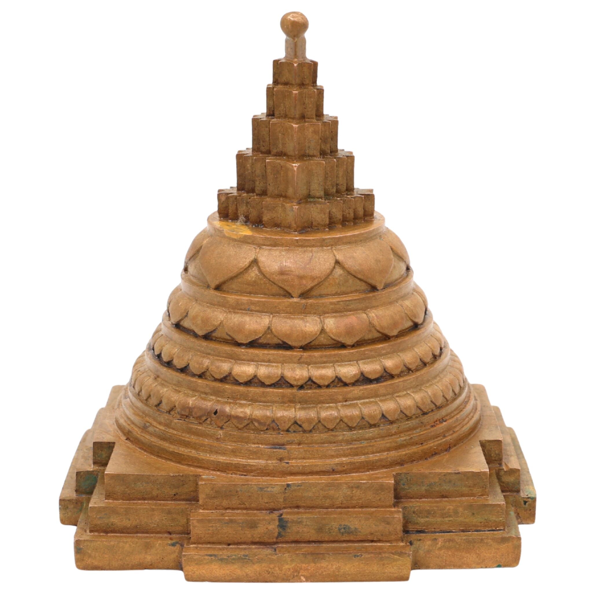 Bronze Handcrafted Shree Yantra Idol, Shri Chakra, Tripura Sundari, Lalita, Rajarajeshwari Yantra for Puja, Meditation & Home Decor, Brown, 4 Inch, 1 Piece