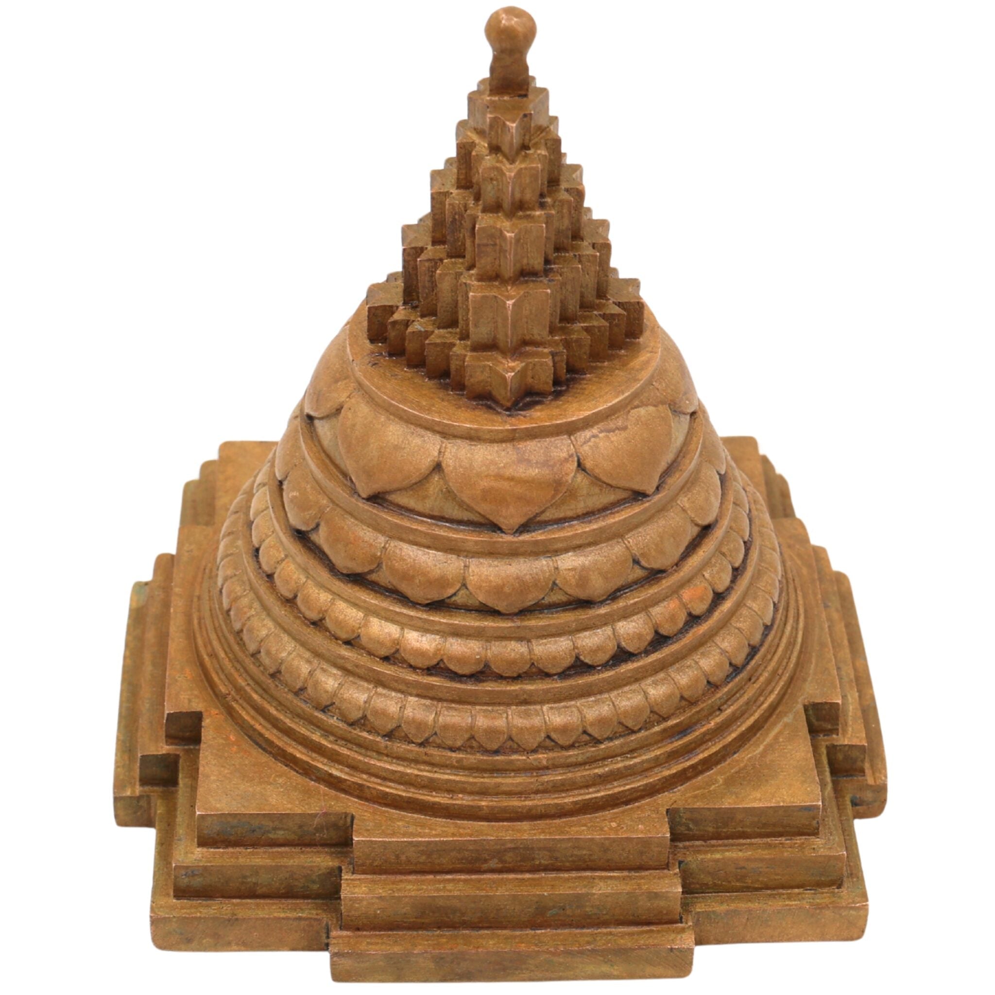 Bronze Handcrafted Shree Yantra Idol, Shri Chakra, Tripura Sundari, Lalita, Rajarajeshwari Yantra for Puja, Meditation & Home Decor, Brown, 4 Inch, 1 Piece