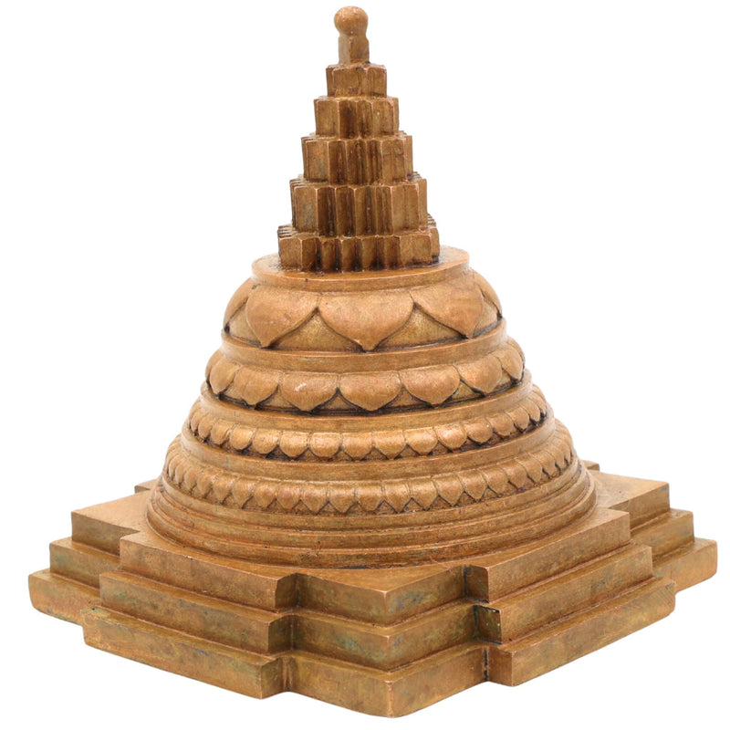 Bronze Handcrafted Shree Yantra Idol, Shri Chakra, Tripura Sundari, Lalita, Rajarajeshwari Yantra for Puja, Meditation & Home Decor, Brown, 4 Inch, 1 Piece