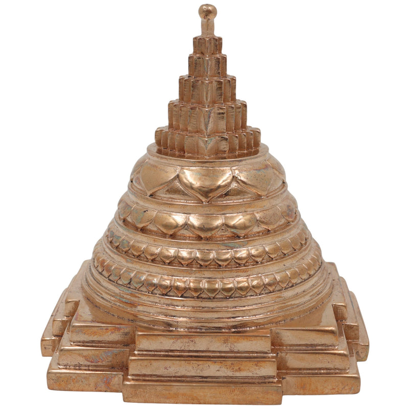 Handcrafted Bronze Shree Yantra, Sri Chakra, Shri Yantra, Maha Meru, Tripura Sundari Yantra, Panchaloha Sacred Yantra for Puja, Meditation & Home Temple, Gold, 4 Inch, 1 Piece