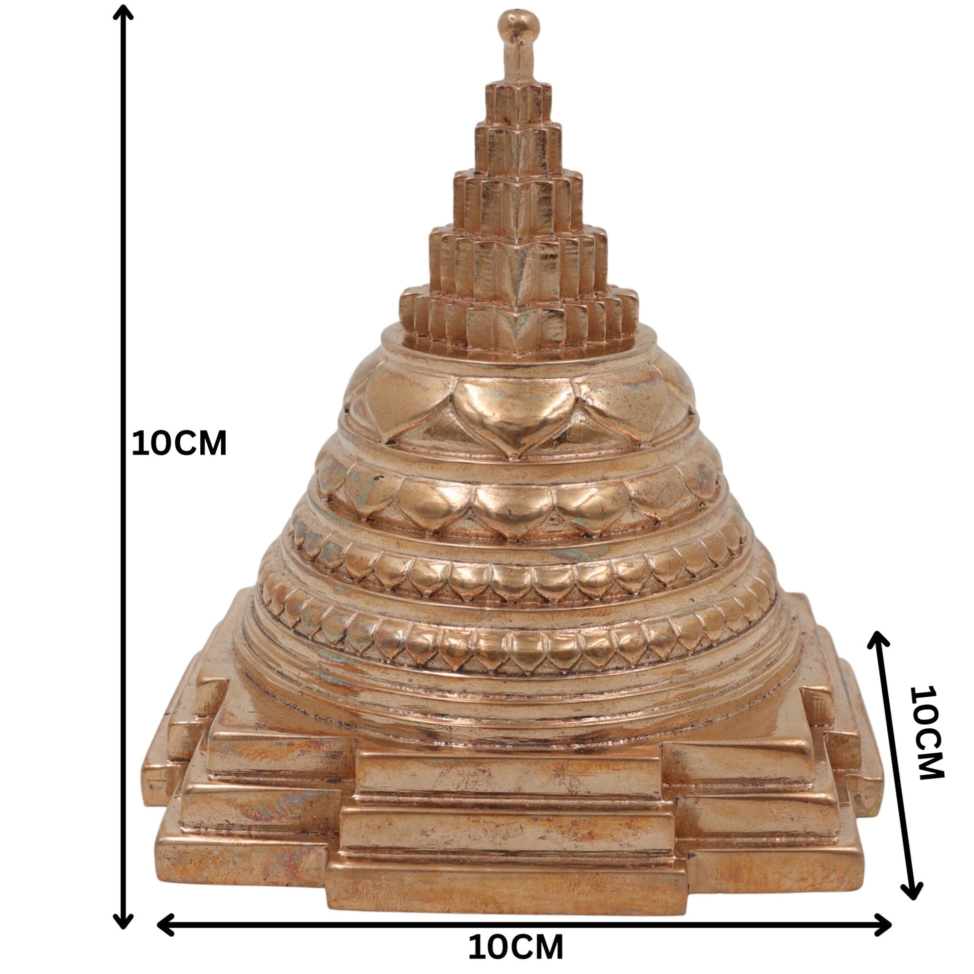 Handcrafted Bronze Shree Yantra, Sri Chakra, Shri Yantra, Maha Meru, Tripura Sundari Yantra, Panchaloha Sacred Yantra for Puja, Meditation & Home Temple, Gold, 4 Inch, 1 Piece