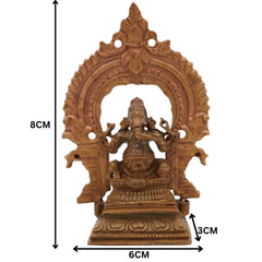 Bronze Handcrafted Ganesha Idol with Prabhavali, Panchaloha, Kansa, Chola Art Ganapati Murti for Pooja & Home Decor, Brown, 3 Inch, 1 Piece