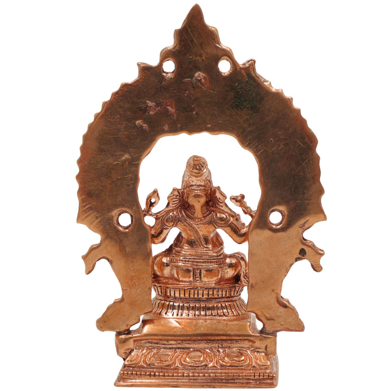 Bronze Small Ganesha Idol with Prabhavali, Panchaloha Vinayaka Murti, Siddhivinayak Statue, Handcrafted Chola Art Ganapati for Home & Temple Pooja, Gold, 3 Inch, 1 Piece