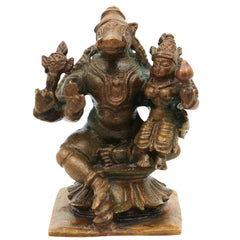 Bronze Handcrafted Varaha Lakshmi Idol | Panchaloha Bhudevi & Varahi Murti | Temple & Home Decor Statue, Brown, 2.5 Inch, 1 Piece