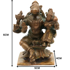 Bronze Handcrafted Varaha Lakshmi Idol | Panchaloha Bhudevi & Varahi Murti | Temple & Home Decor Statue, Brown, 2.5 Inch, 1 Piece