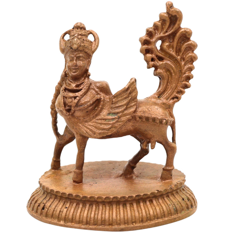 Bronze Kamadenu, Gomata, Surabhi, Divine Cow, Nandini, Panchaloha Handmade Sculpture for Pooja & Home Decor, Brown, 2 Inch, 1 Piece
