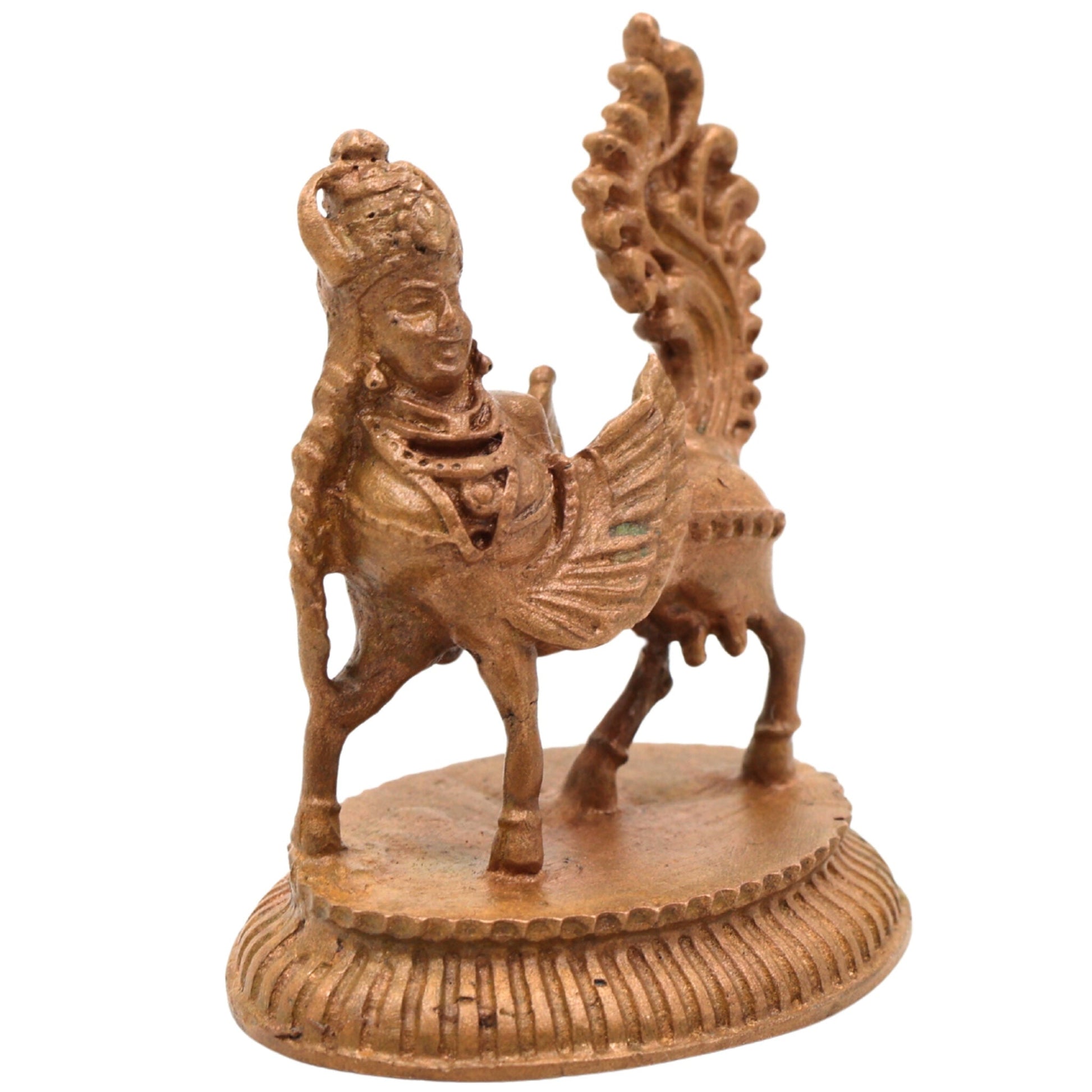 Bronze Kamadenu, Gomata, Surabhi, Divine Cow, Nandini, Panchaloha Handmade Sculpture for Pooja & Home Decor, Brown, 2 Inch, 1 Piece