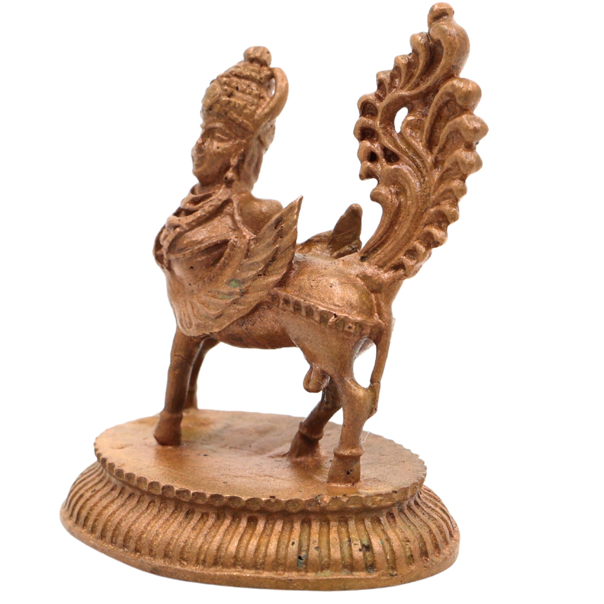 Bronze Kamadenu, Gomata, Surabhi, Divine Cow, Nandini, Panchaloha Handmade Sculpture for Pooja & Home Decor, Brown, 2 Inch, 1 Piece