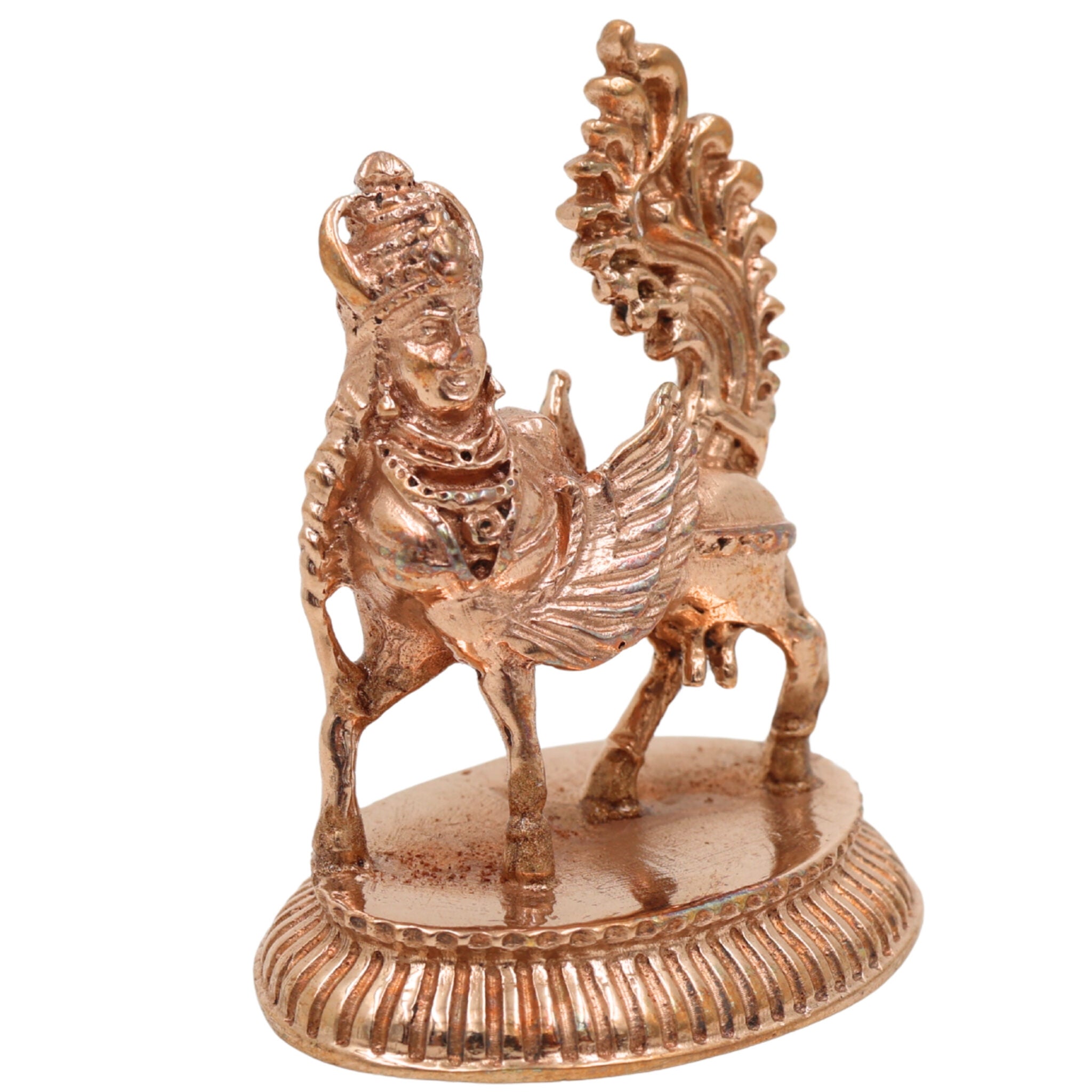 Bronze Handcrafted Kamadenu, Gomata, Surabhi, Divya Gau for Pooja, Temple & Home Decor, Gold, 2 Inch, 1 Piece