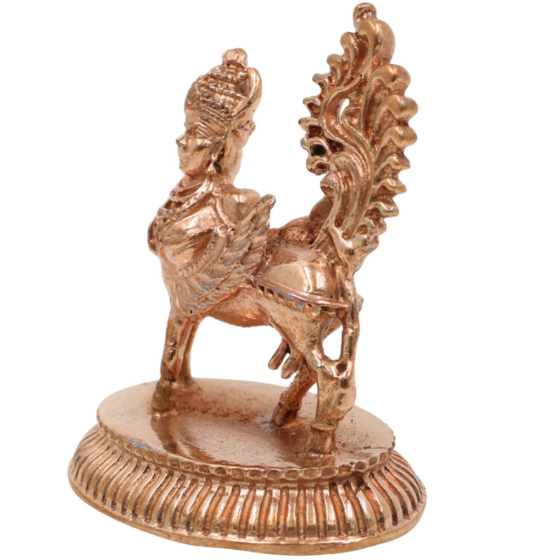Bronze Handcrafted Kamadenu, Gomata, Surabhi, Divya Gau for Pooja, Temple & Home Decor, Gold, 2 Inch, 1 Piece