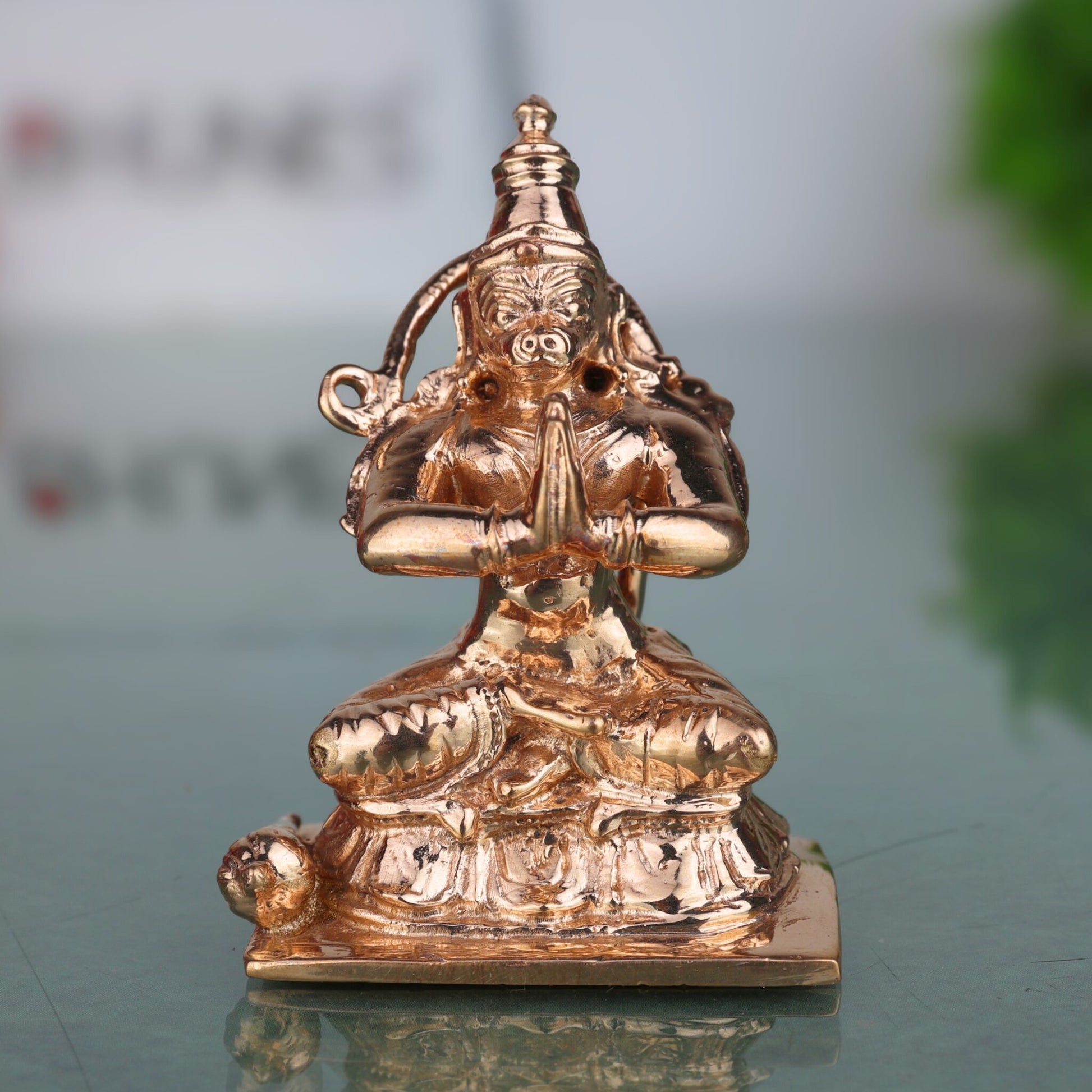 Handcrafted Bronze Hanuman Idol | Bajrangbali Murti, Maruti, Anjaneya, Pawanputra | Panchaloha Chola Art for Home & Temple Decor, Gold, 2.5 Inch, 1 Piece