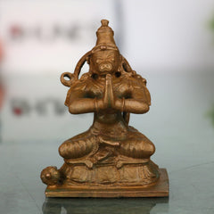 Handcrafted Bronze Hanuman Idol | Panchaloha Bajrangbali Murti | Anjaneya, Maruti, Pavanputra Statue for Temple & Home Decor, Brown, 2.5 Inch, 1 Piece