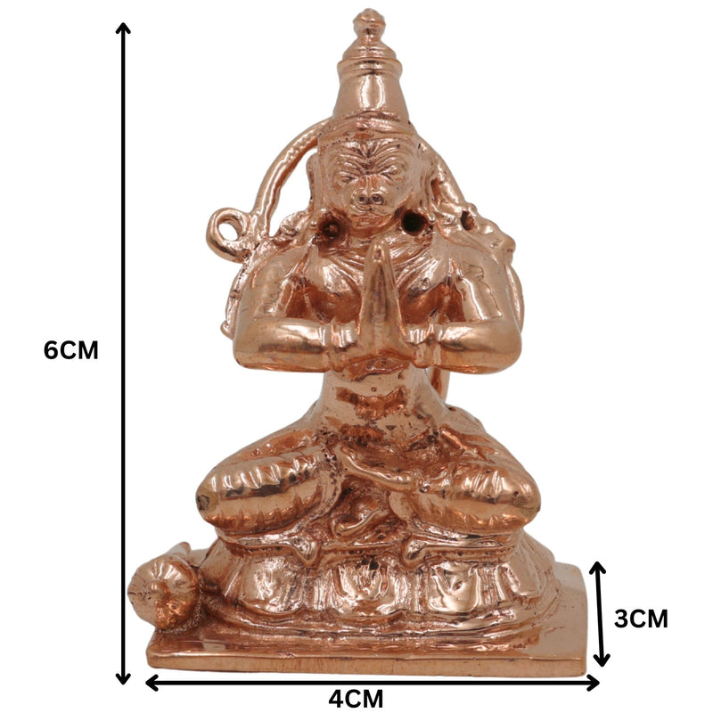 Handcrafted Bronze Hanuman Idol | Bajrangbali Murti, Maruti, Anjaneya, Pawanputra | Panchaloha Chola Art for Home & Temple Decor, Gold, 2.5 Inch, 1 Piece