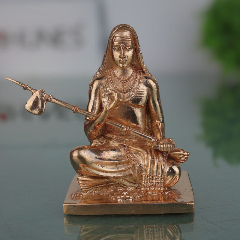 Bronze Handmade Shankaracharya Idol | Adi Shankaracharya Statue | Jagadguru Shankaracharya Murti | Panchaloha Chola Art Sculpture for Pooja & Home Decor, Gold, 3 Inch, 1 Piece