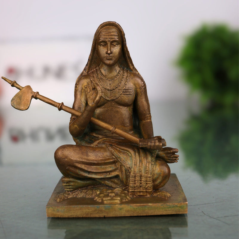 Bronze Shankaracharya Idol, Adi Shankaracharya Murti, Jagadguru Shankaracharya Statue, Panchaloha Handmade Chola Art for Pooja & Home Decor, Brown, 3 Inch, 1 Piece