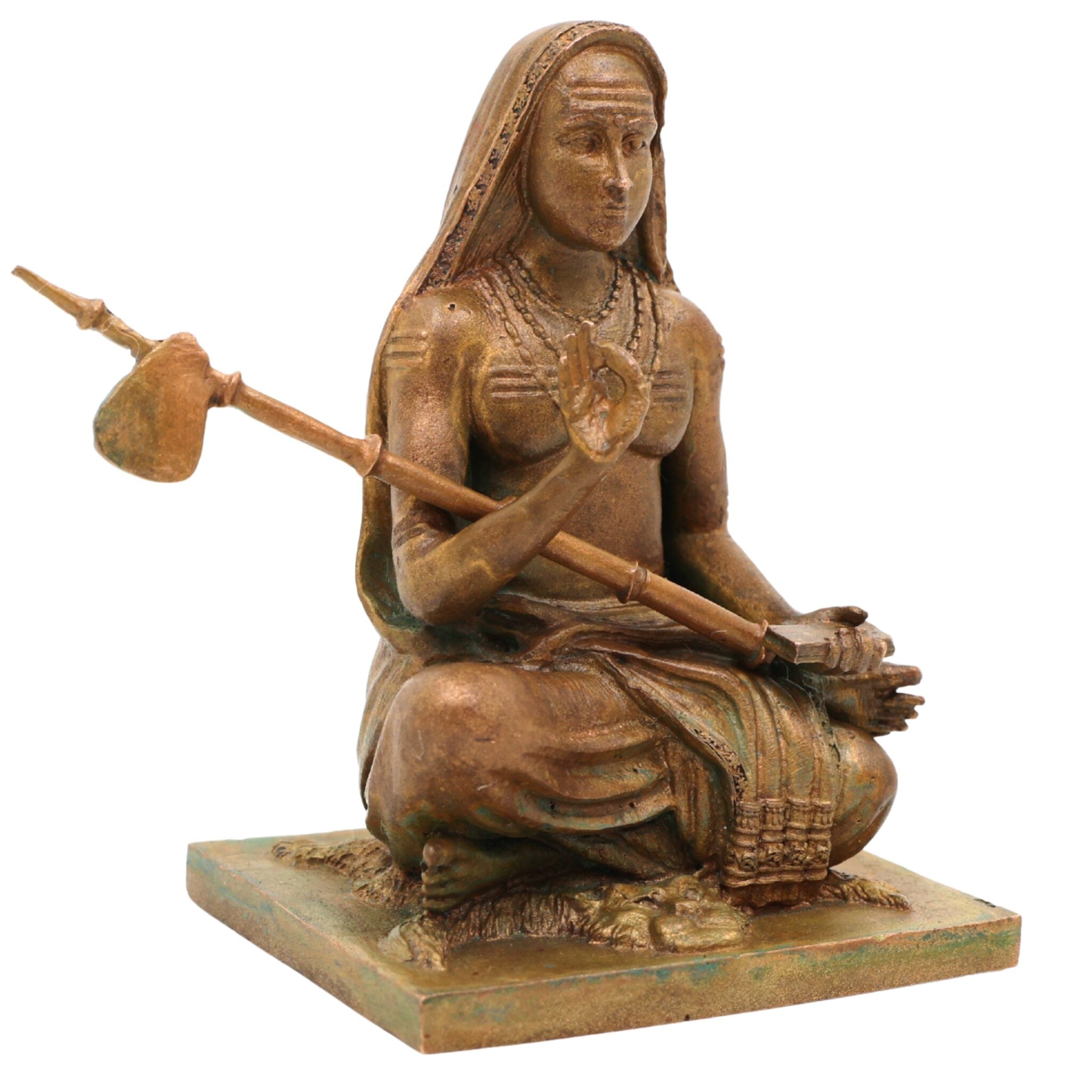 Bronze Shankaracharya Idol, Adi Shankaracharya Murti, Jagadguru Shankaracharya Statue, Panchaloha Handmade Chola Art for Pooja & Home Decor, Brown, 3 Inch, 1 Piece