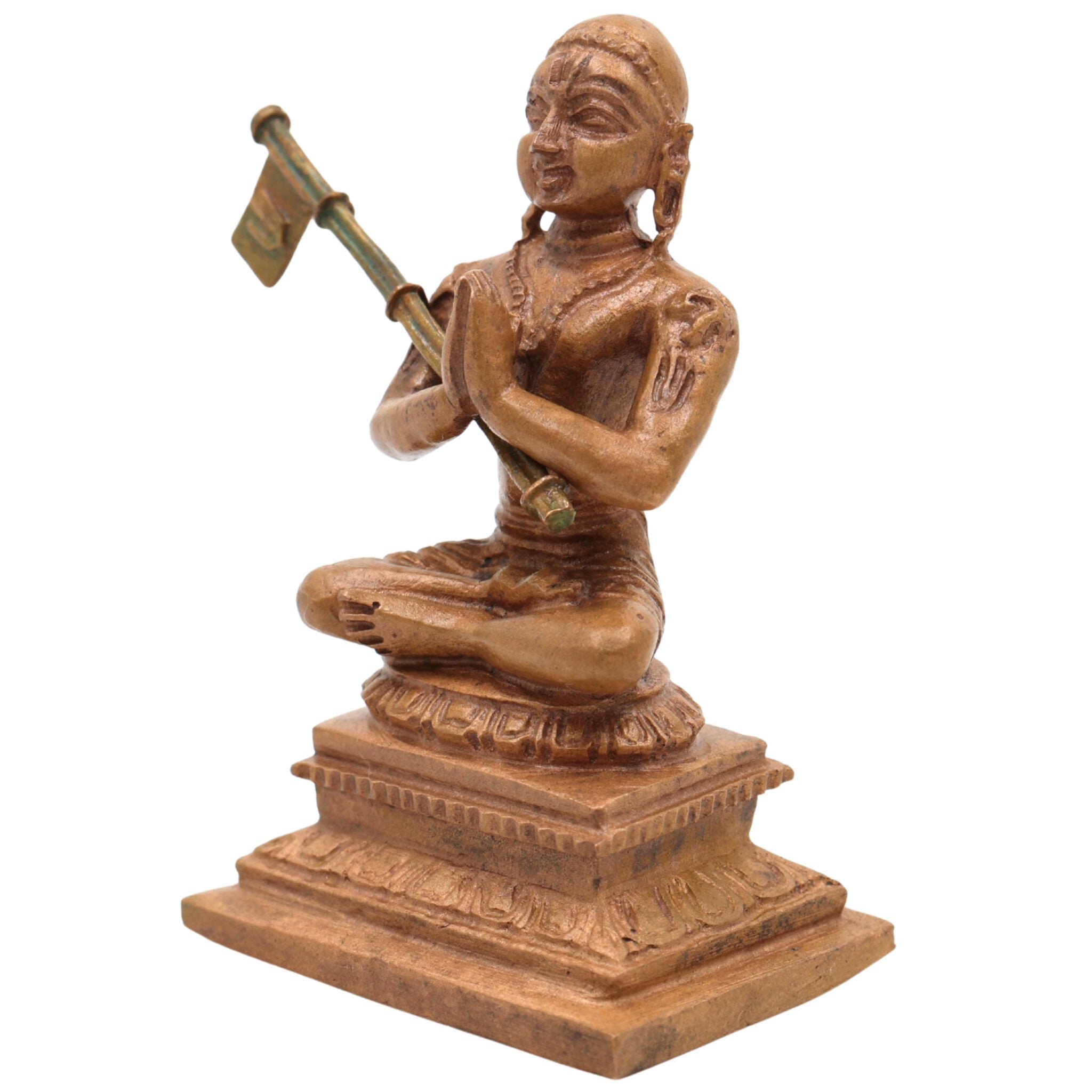 Handmade Bronze Madhvacharya Idol | Panchaloha / Panchadhatu Murti of Anandatirtha, Purnaprajna & Dvaita Acharya for Puja, Home Temple & Spiritual Decor, Brown, 3 Inch, 1 Piece