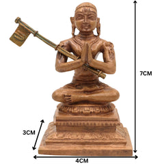 Handmade Bronze Madhvacharya Idol | Panchaloha / Panchadhatu Murti of Anandatirtha, Purnaprajna & Dvaita Acharya for Puja, Home Temple & Spiritual Decor, Brown, 3 Inch, 1 Piece