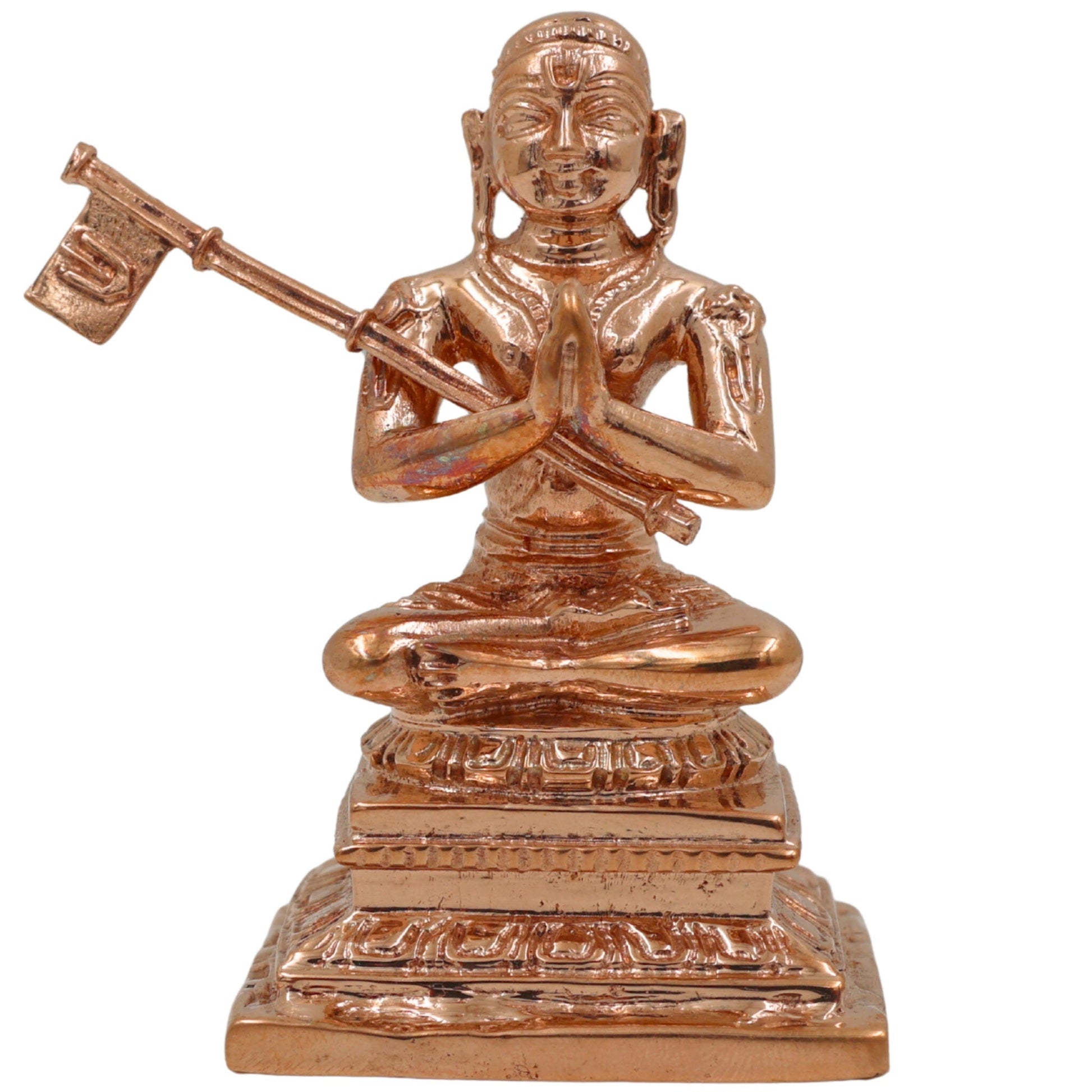 Bronze Handcrafted Madhvacharya Idol | Panchaloha Dvaita Acharya Murti | Anandatirtha Statue for Temple & Home Decor, Gold, 3 Inch, 1 Piece