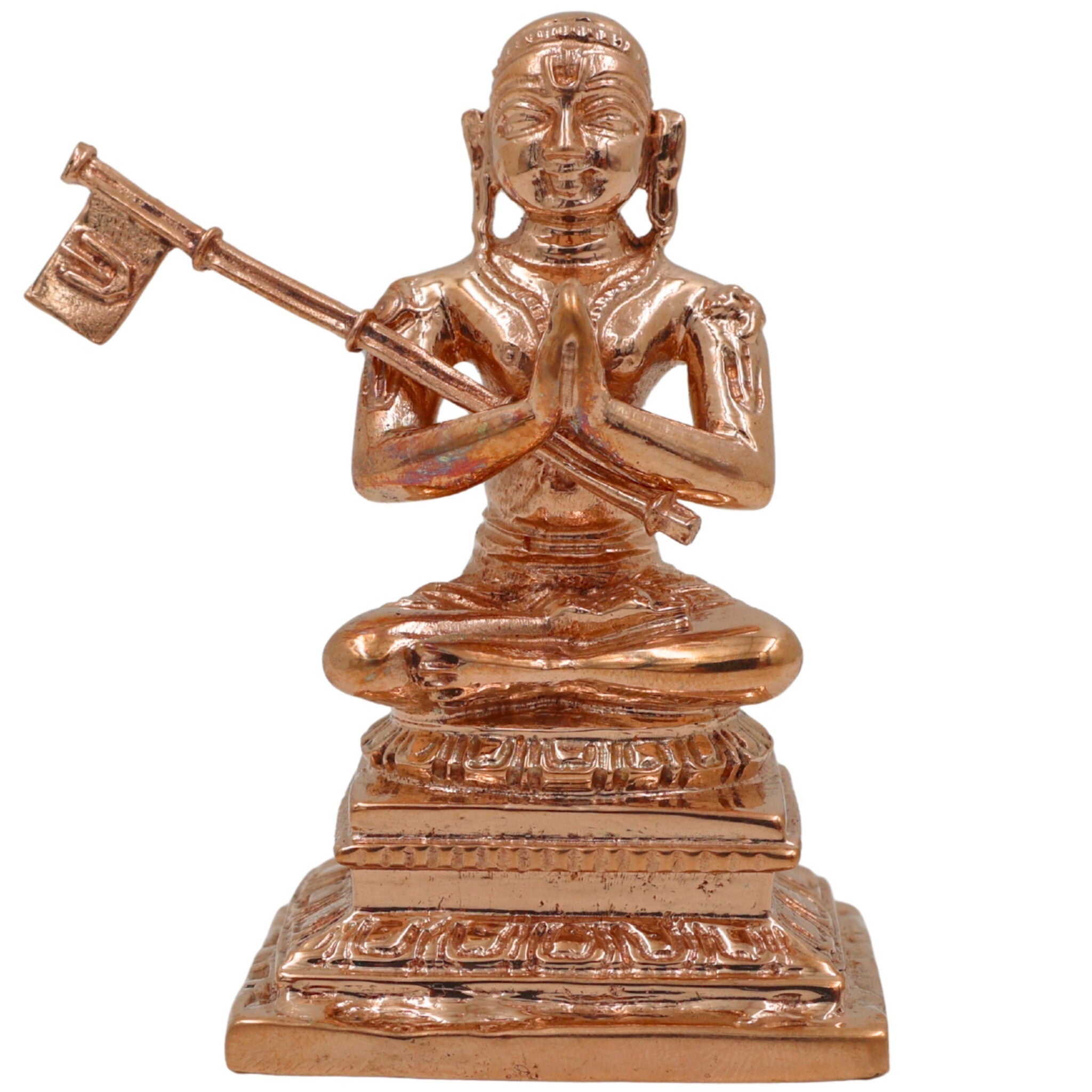 Bronze Handcrafted Madhvacharya Idol | Panchaloha Dvaita Acharya Murti | Anandatirtha Statue for Temple & Home Decor, Gold, 3 Inch, 1 Piece
