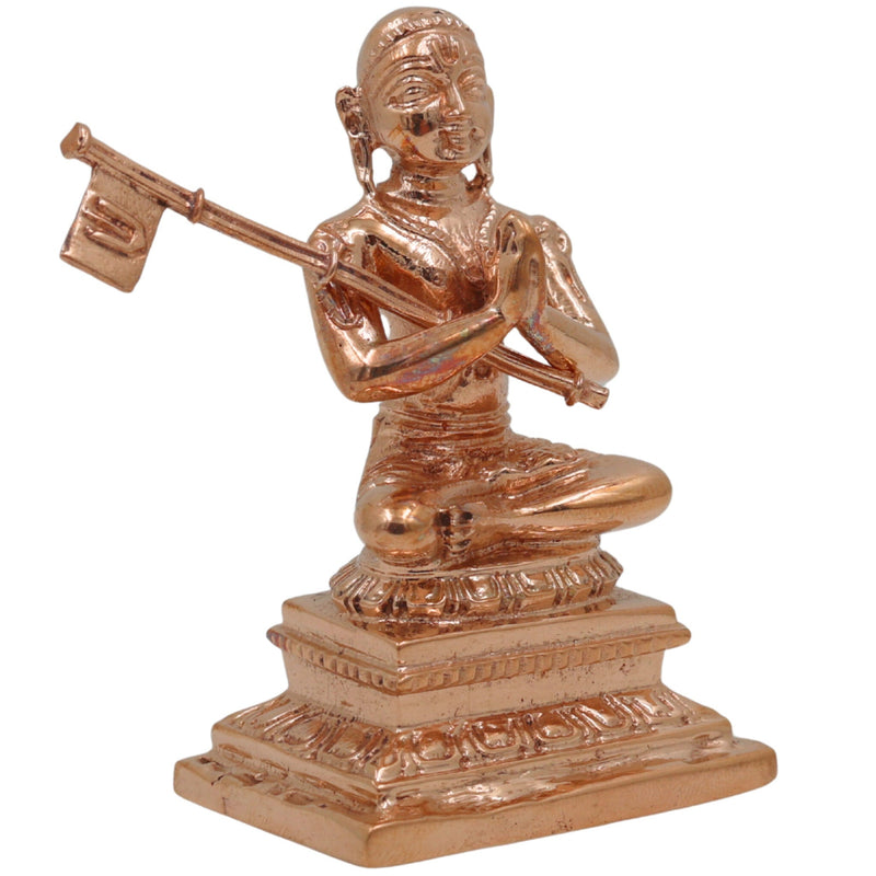 Bronze Handcrafted Madhvacharya Idol | Panchaloha Dvaita Acharya Murti | Anandatirtha Statue for Temple & Home Decor, Gold, 3 Inch, 1 Piece