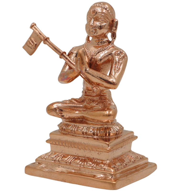 Bronze Handcrafted Madhvacharya Idol | Panchaloha Dvaita Acharya Murti | Anandatirtha Statue for Temple & Home Decor, Gold, 3 Inch, 1 Piece