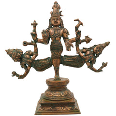 Bronze Ekapada Bhairava Idol | One-Legged Bhairav Statue | Panchaloha Handcrafted Chola Art Murti for Puja & Home Decor, Brown, 10.5 Inch, 1 Piece