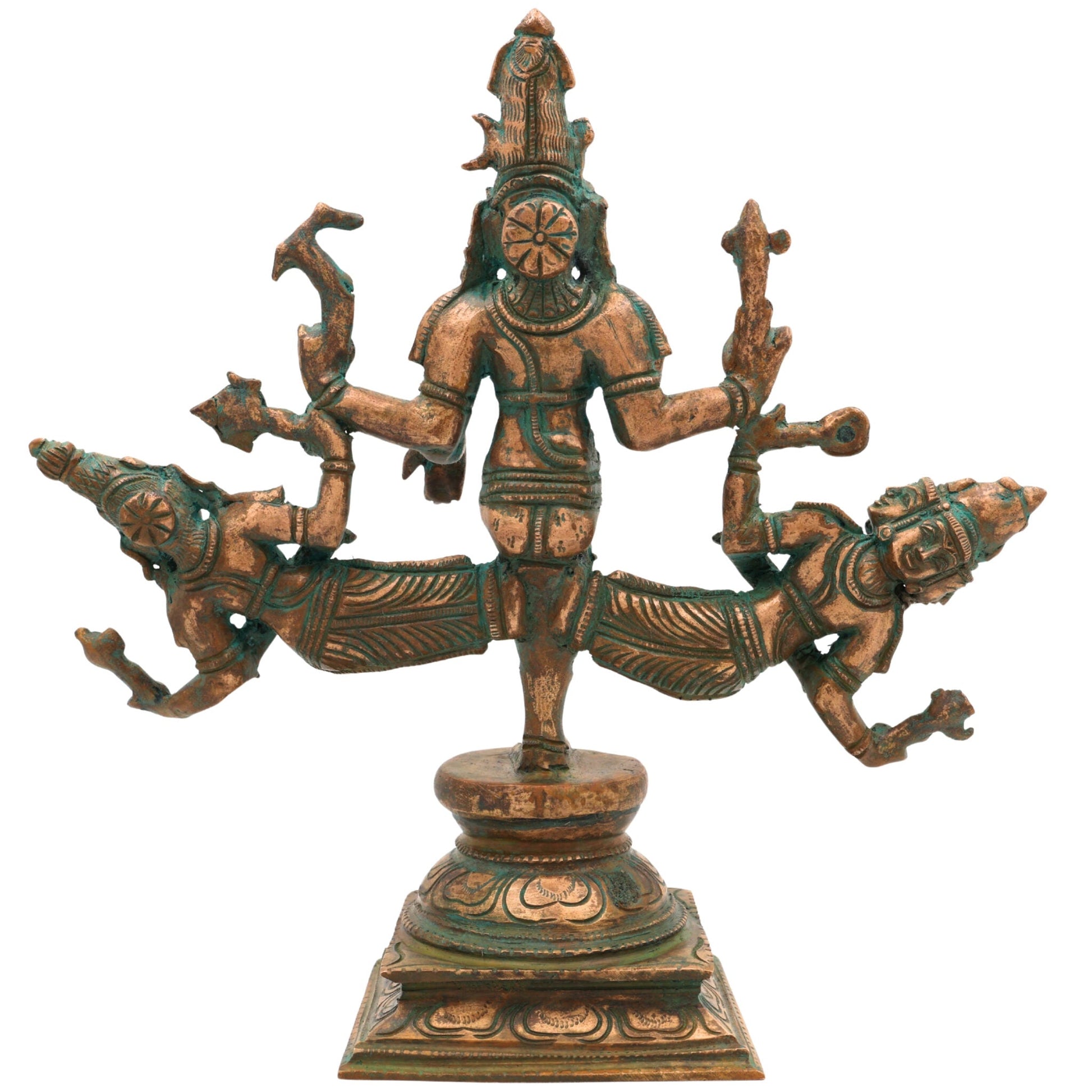 Bronze Ekapada Bhairava Idol | One-Legged Bhairav Statue | Panchaloha Handcrafted Chola Art Murti for Puja & Home Decor, Brown, 10.5 Inch, 1 Piece