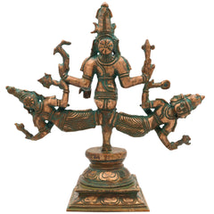 Bronze Ekapada Bhairava Idol | One-Legged Bhairav Statue | Panchaloha Handcrafted Chola Art Murti for Puja & Home Decor, Brown, 10.5 Inch, 1 Piece