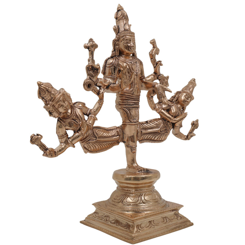 Bronze Ekapada Bhairava Idol | One-Legged Shiva Bhairav Statue | Panchaloha Chola Art Murti | Mahakala Bhairava Sculpture for Puja & Home Decor, Gold, 10.5 Inch, 1 Piece