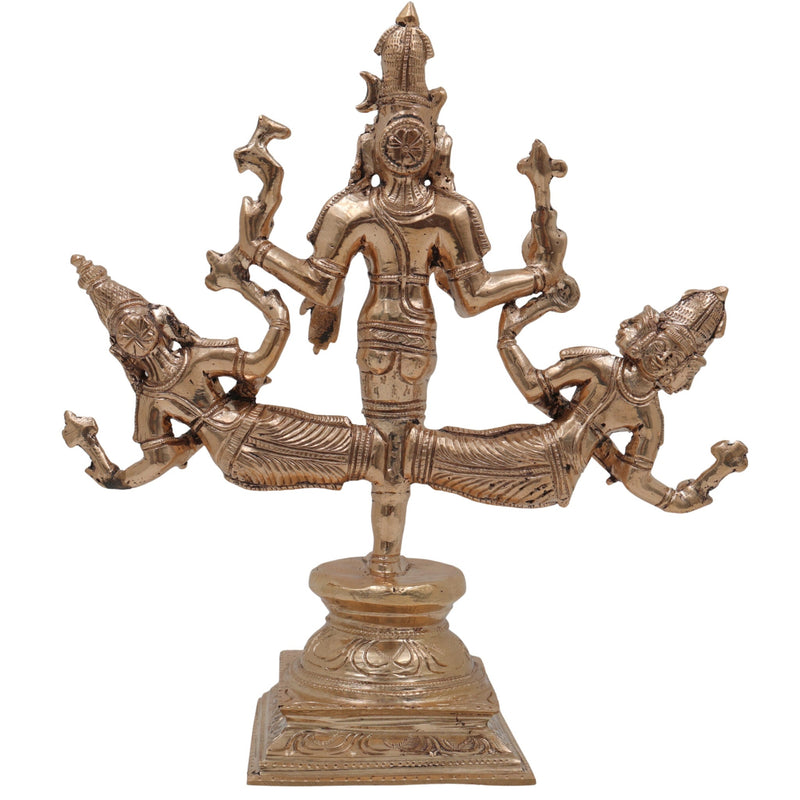Bronze Ekapada Bhairava Idol | One-Legged Shiva Bhairav Statue | Panchaloha Chola Art Murti | Mahakala Bhairava Sculpture for Puja & Home Decor, Gold, 10.5 Inch, 1 Piece