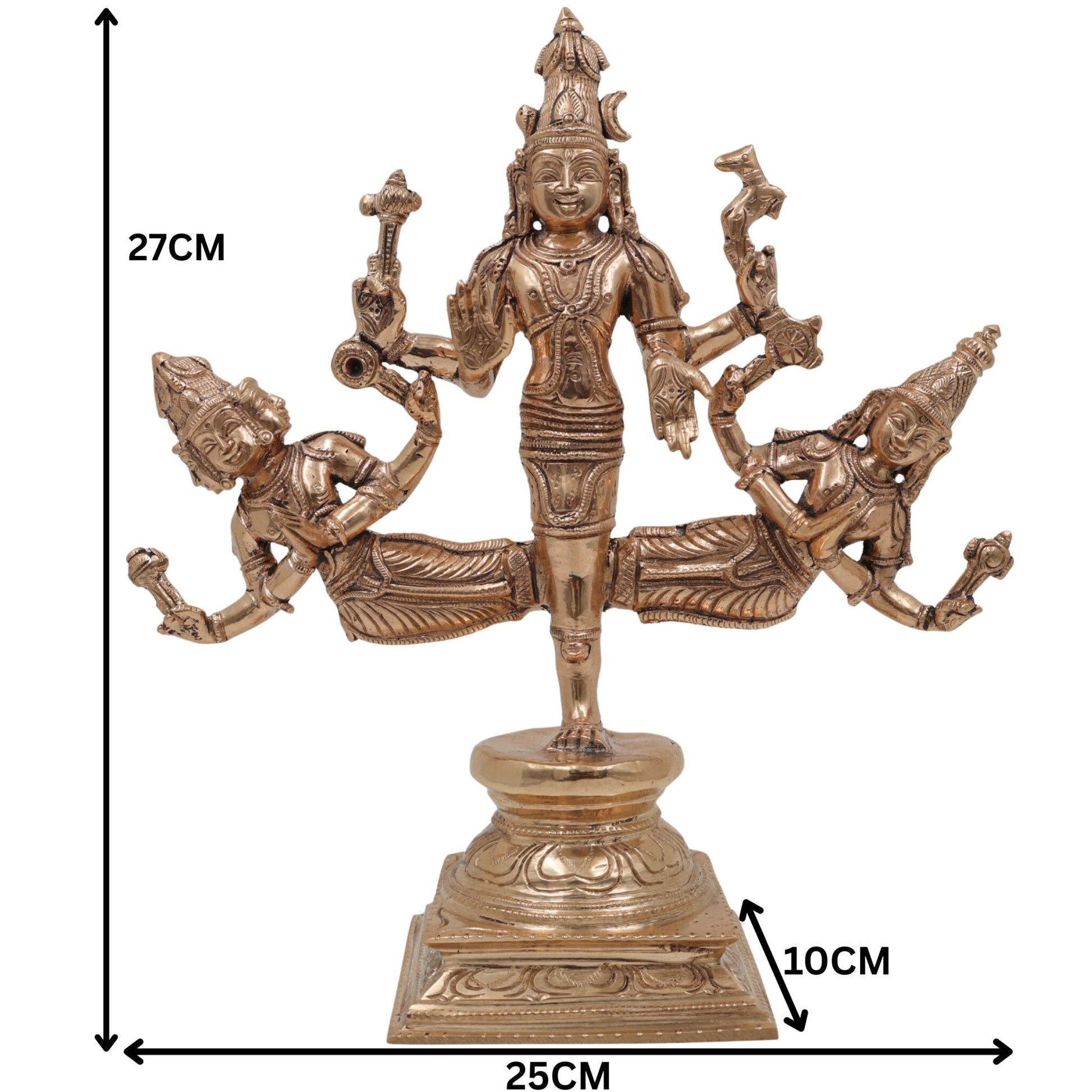 Bronze Ekapada Bhairava Idol | One-Legged Shiva Bhairav Statue | Panchaloha Chola Art Murti | Mahakala Bhairava Sculpture for Puja & Home Decor, Gold, 10.5 Inch, 1 Piece