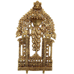 Brass Prabhavali Frame | Temple Halo, Decorative Backdrop, Prabha Mandala, Aura Arch, Mandir Arch, Brass Murti Halo, Gold, 9 Inch, 1 Piece