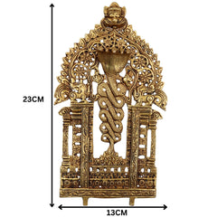 Brass Prabhavali Frame | Temple Halo, Decorative Backdrop, Prabha Mandala, Aura Arch, Mandir Arch, Brass Murti Halo, Gold, 9 Inch, 1 Piece