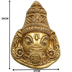 Brass Varaha face Idol | Varaha Murti, Varaha Vigraha, Pital & Hitale Face Statue for Pooja, Home Decor & Spiritual Gifts, Gold, 9.5 Inch, 1 Piece