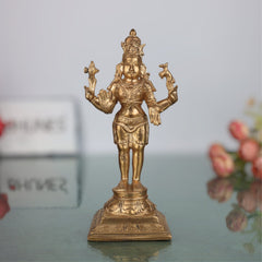 Bronze Handcrafted Shiva Idol | Mahadeva, Adiyogi, Bholenath, Rudra, Panchaloha Murti for Pooja, Temple & Home Decor, Gold, 7.5 Inch, 1 Piece