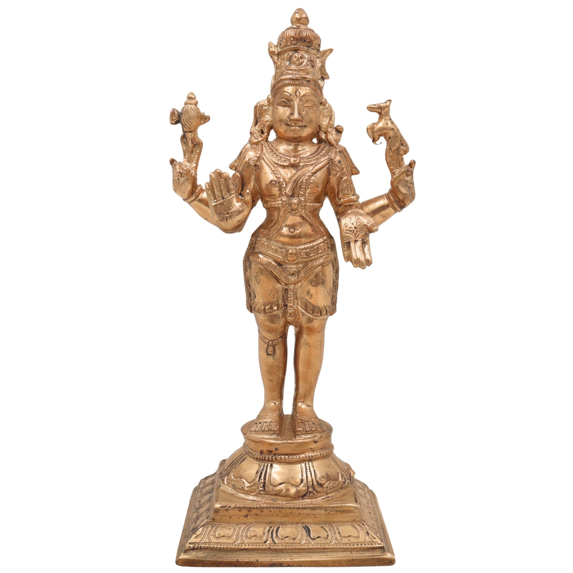 Bronze Handcrafted Shiva Idol | Mahadeva, Adiyogi, Bholenath, Rudra, Panchaloha Murti for Pooja, Temple & Home Decor, Gold, 7.5 Inch, 1 Piece