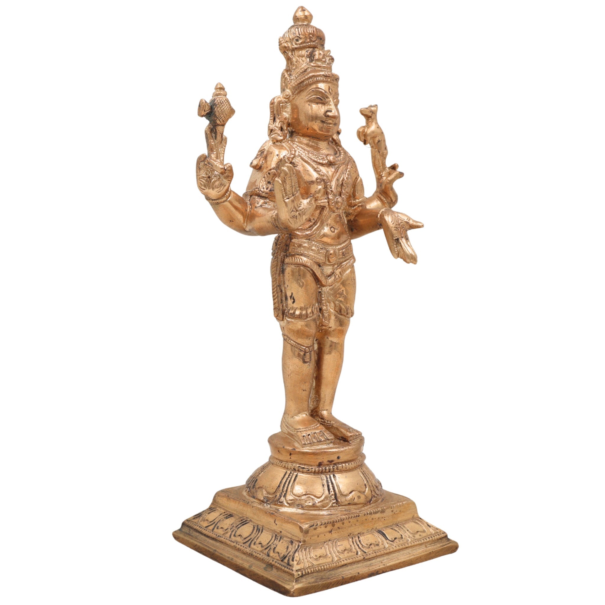 Bronze Handcrafted Shiva Idol | Mahadeva, Adiyogi, Bholenath, Rudra, Panchaloha Murti for Pooja, Temple & Home Decor, Gold, 7.5 Inch, 1 Piece