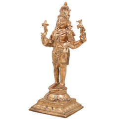 Bronze Handcrafted Shiva Idol | Mahadeva, Adiyogi, Bholenath, Rudra, Panchaloha Murti for Pooja, Temple & Home Decor, Gold, 7.5 Inch, 1 Piece