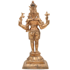 Bronze Handcrafted Shiva Idol | Mahadeva, Adiyogi, Bholenath, Rudra, Panchaloha Murti for Pooja, Temple & Home Decor, Gold, 7.5 Inch, 1 Piece