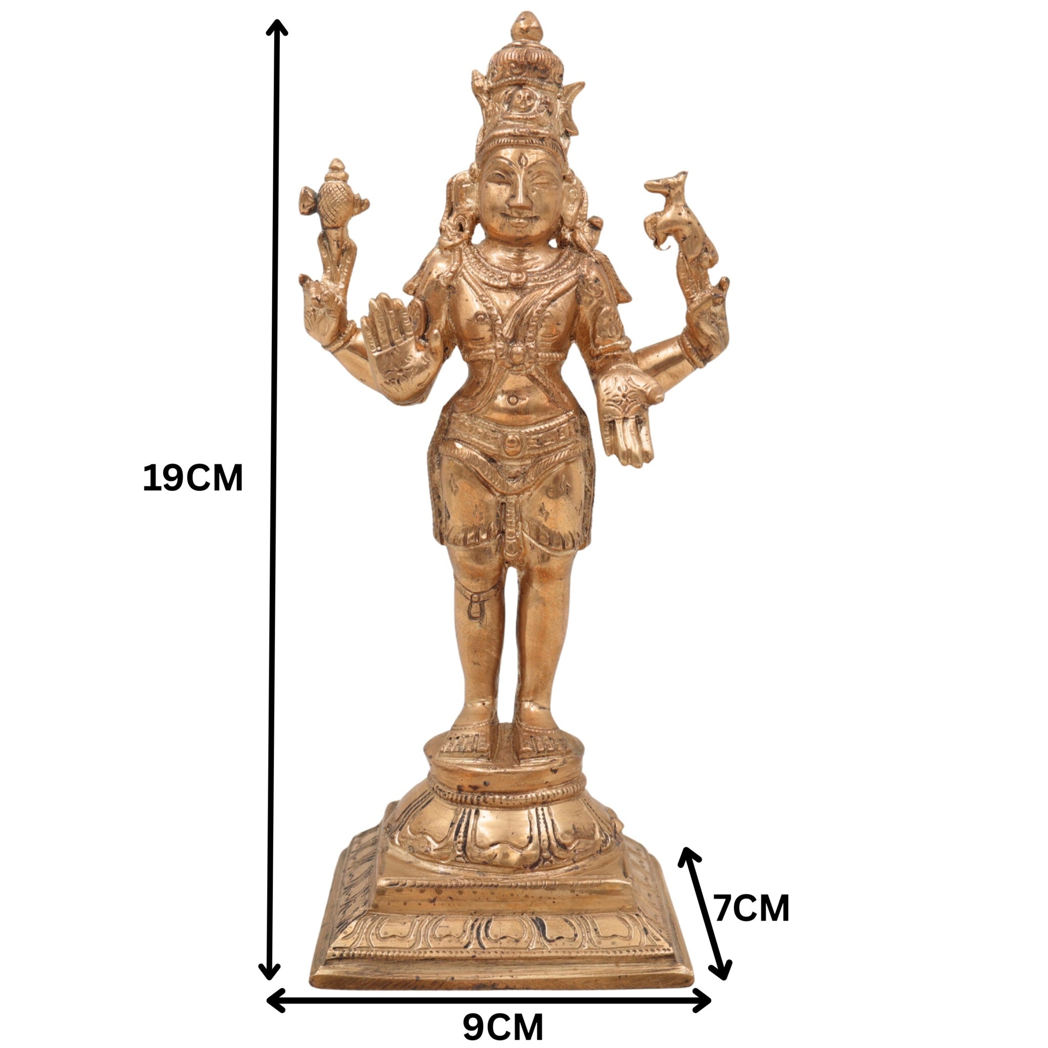 Bronze Handcrafted Shiva Idol | Mahadeva, Adiyogi, Bholenath, Rudra, Panchaloha Murti for Pooja, Temple & Home Decor, Gold, 7.5 Inch, 1 Piece
