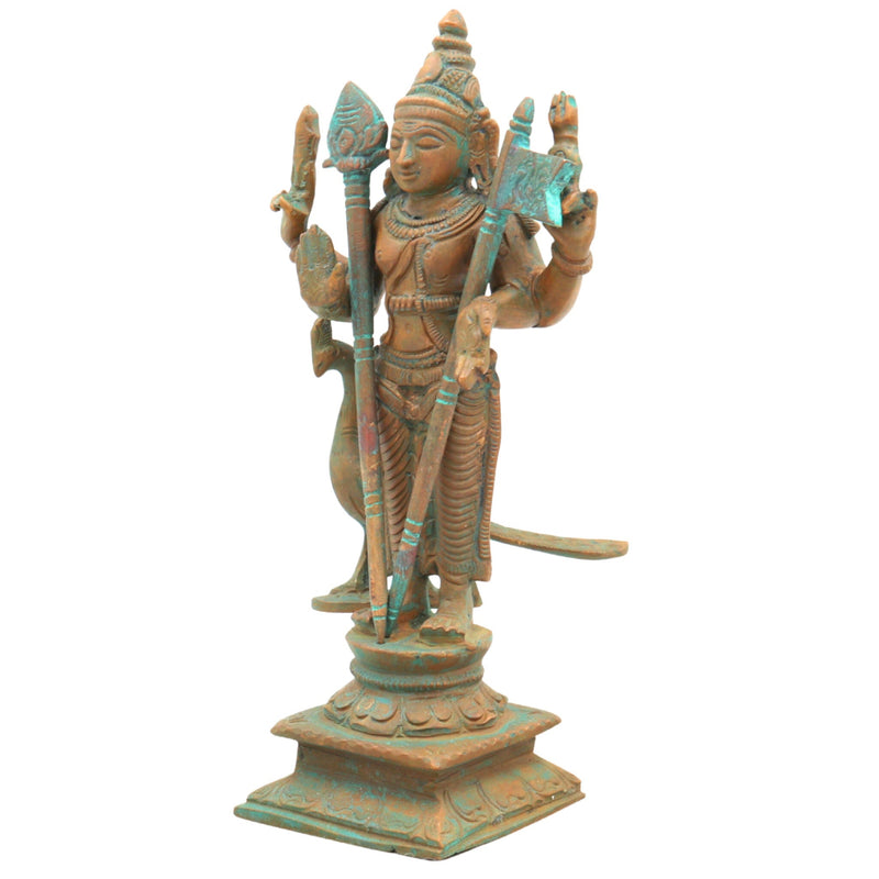 Bronze Handcrafted Murugan Peacock Idol | Panchaloha Murti | Skanda, Subramanya, Shanmukha Sculpture | South Indian Chola Art Statue, Brown, 6.5 Inch, 1 Piece