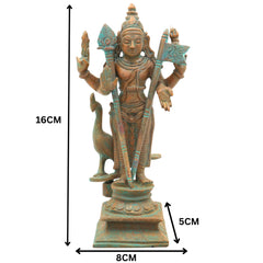 Bronze Handcrafted Murugan Peacock Idol | Panchaloha Murti | Skanda, Subramanya, Shanmukha Sculpture | South Indian Chola Art Statue, Brown, 6.5 Inch, 1 Piece