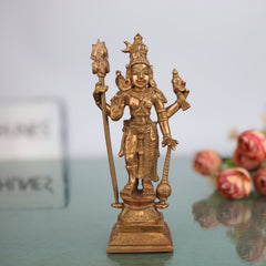 Bronze Exquisite Harihara Idol | Panchaloha / Panchadhatu Hari Hara Murti | Vishnu Shiva Sculpture | Handcrafted South Indian Temple Statue, Gold, 6.5 Inch, 1 Piece