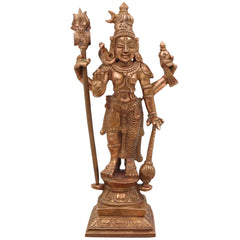 Bronze Exquisite Harihara Idol | Panchaloha / Panchadhatu Hari Hara Murti | Vishnu Shiva Sculpture | Handcrafted South Indian Temple Statue, Gold, 6.5 Inch, 1 Piece