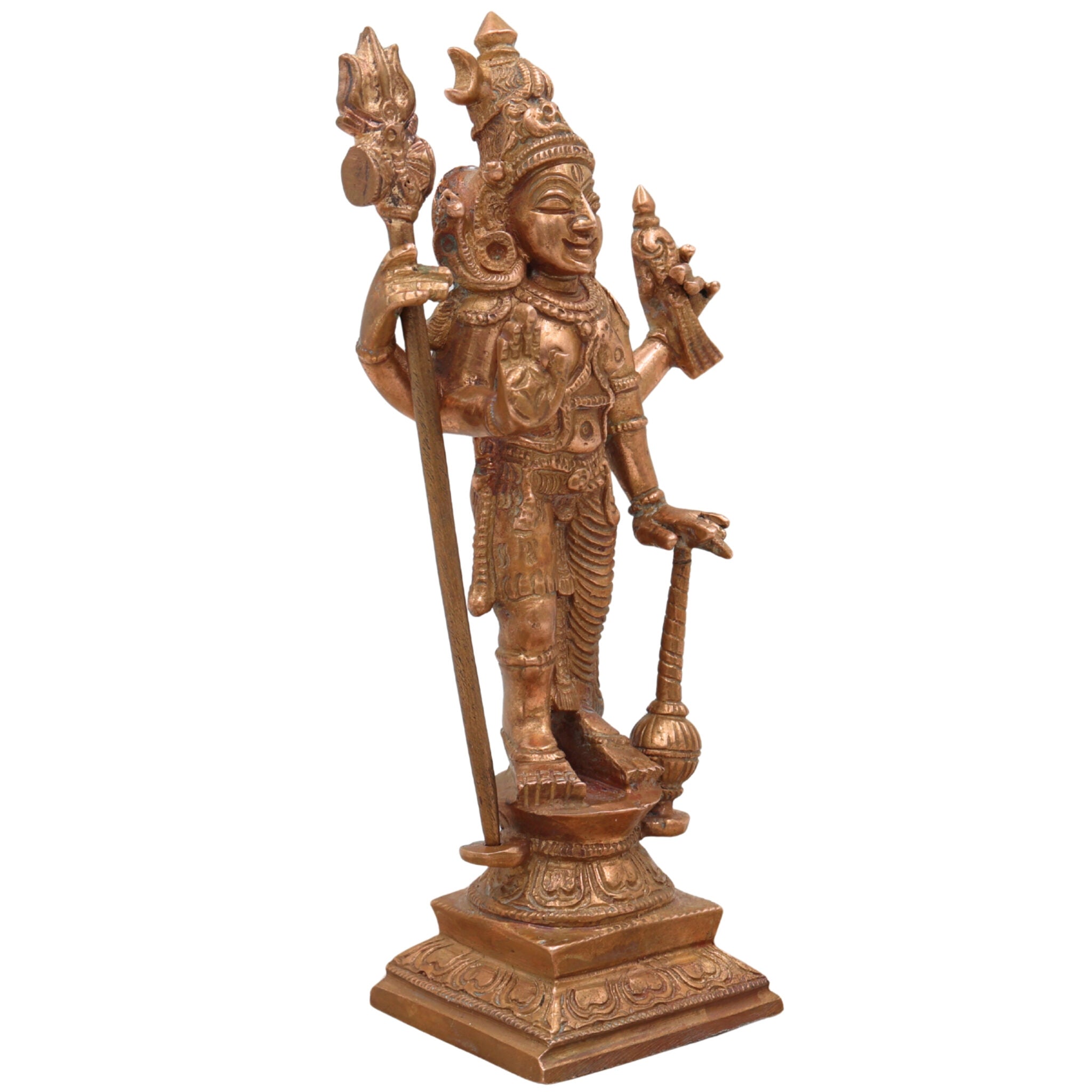 Bronze Exquisite Harihara Idol | Panchaloha / Panchadhatu Hari Hara Murti | Vishnu Shiva Sculpture | Handcrafted South Indian Temple Statue, Gold, 6.5 Inch, 1 Piece